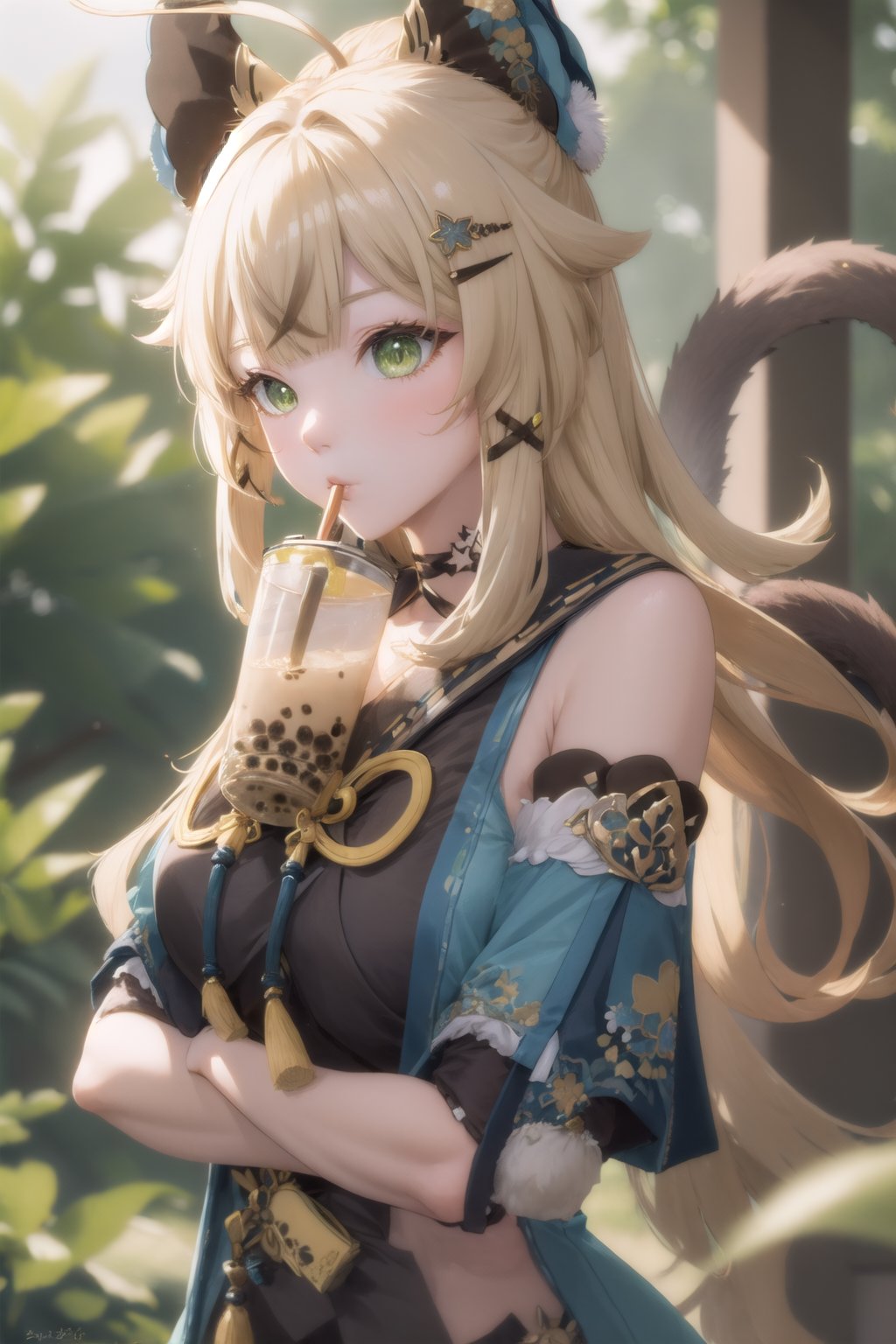 00050-3358767354-(masterpiece, best quality_1.2), , , solo, 1girl, kirara, bubble tea challenge, drinking straw, crossed arms, ahoge, cat ears, d.jpg
